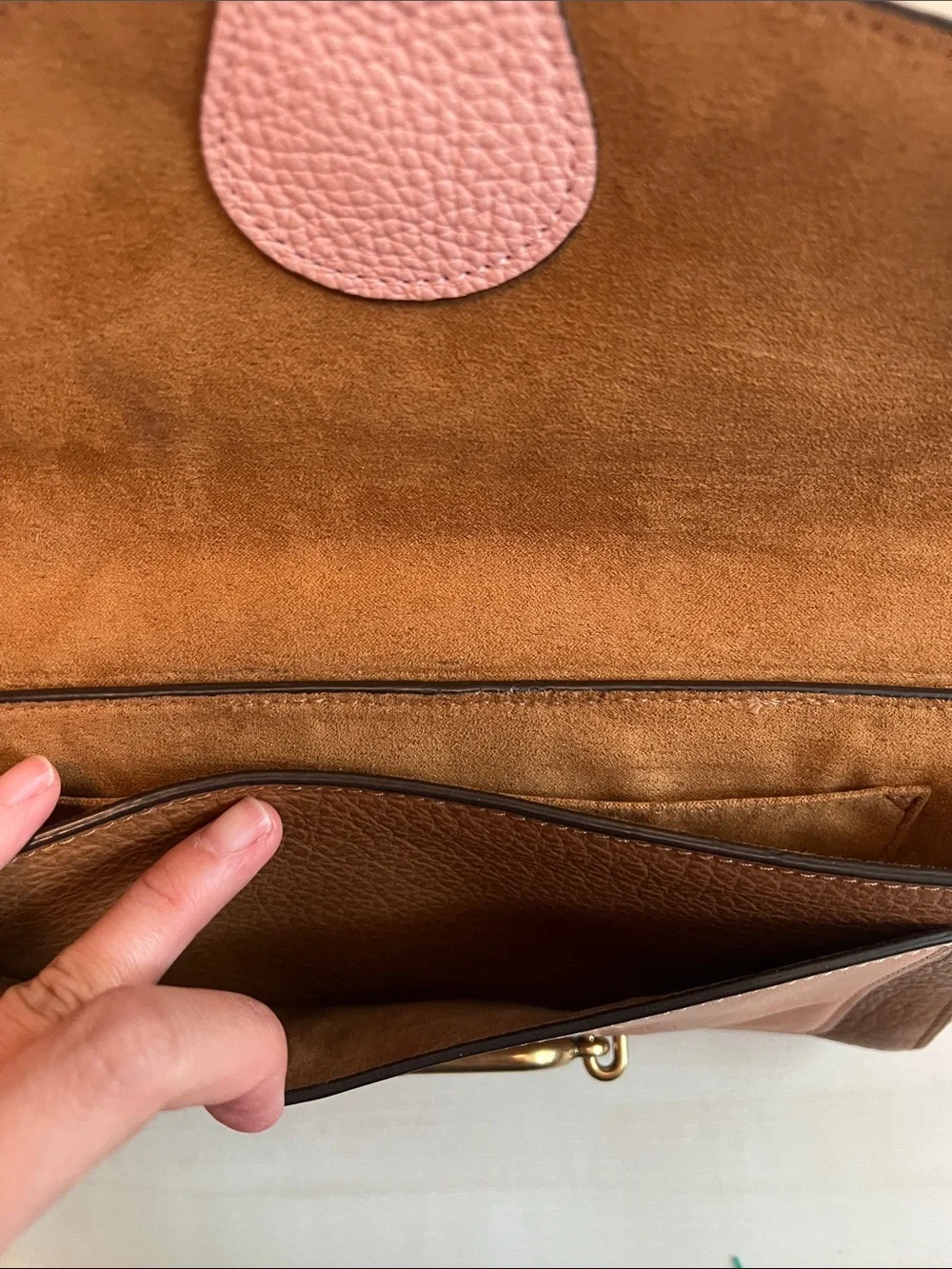 Coach Pink and Brown Leather Crossbody Shoulder Bag
